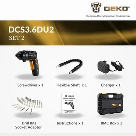 Chave De Fenda Elétrica Sem Fio Deko DCS3.6DU2 Pronta Entreg